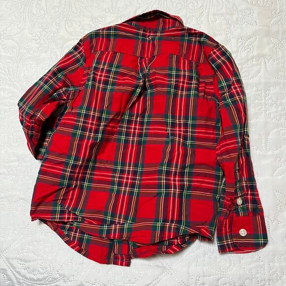 Janie and Jack Tartan Plaid Button Up Holiday Shirt Size 2T - Picture 4 of 5